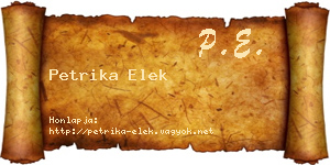 Petrika Elek névjegykártya